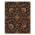 Ornate Gold Floral Scrollwork Rug