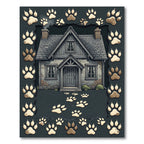 Charcoal Gray Rustic Paw Print Art Rug