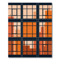 Modern Geometric Sunset Orange Grid Rug