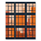 Modern Geometric Sunset Orange Grid Rug