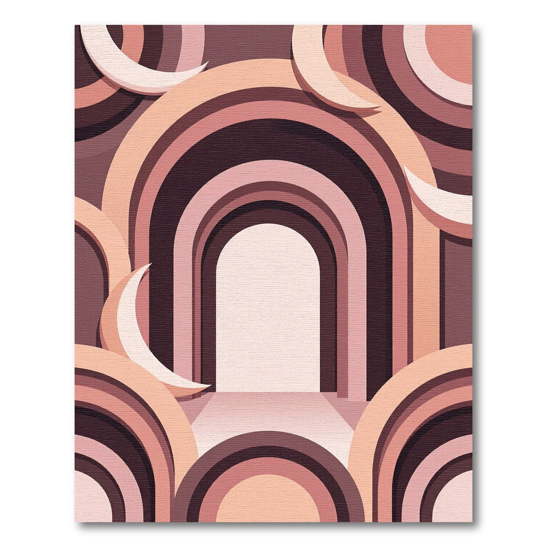 Abstract Dusty Rose Moon Archway Rug