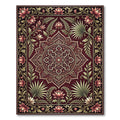 Ornate Crimson Lotus Medallion Foliage Rug