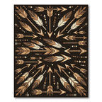Earthy Bronze Arrow Feather Tribal Composition Rug