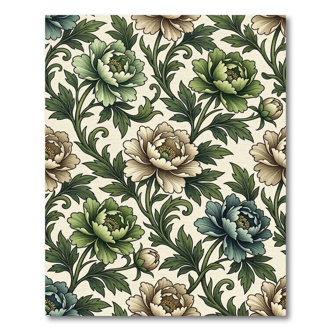 Vintage Botanical Peony Floral Cream Rug