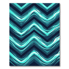 Modern Teal Chevron Wave Rug