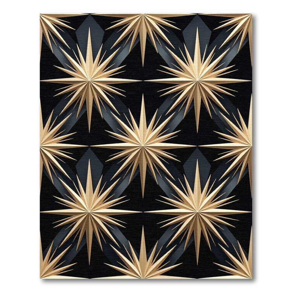 Elegant Gold Geometric Celestial Star Rug