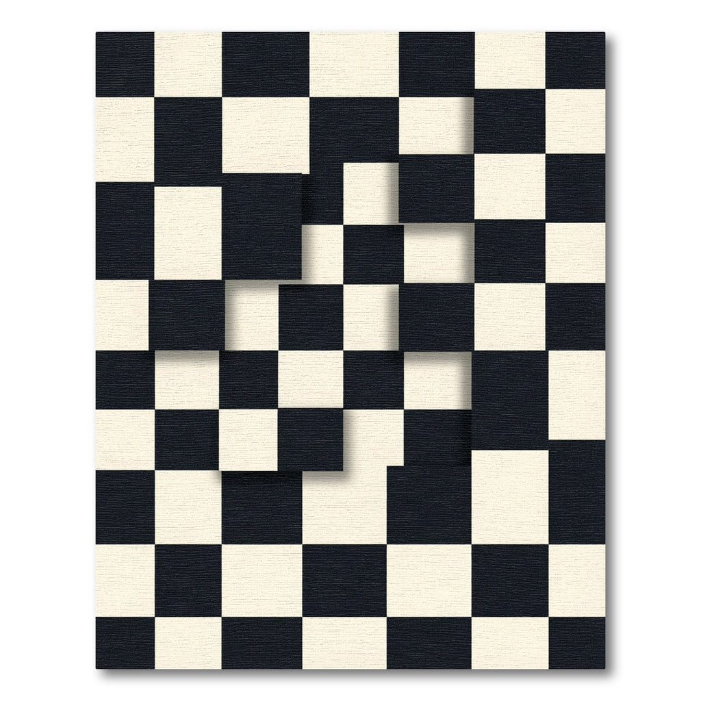 Black Ivory Cubist Checkered Rug