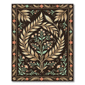Elegant Floral Wreath Dark Botanical Art Rug