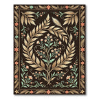 Elegant Floral Wreath Dark Botanical Art Rug