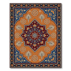 Ornate Red Blue Floral Medallion Rug