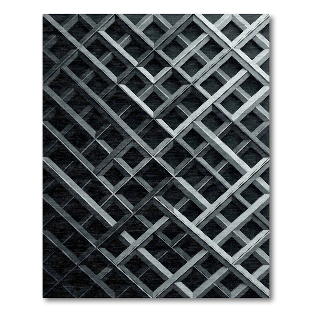 Modern Monochromatic Three Dimensional Grid Rug
