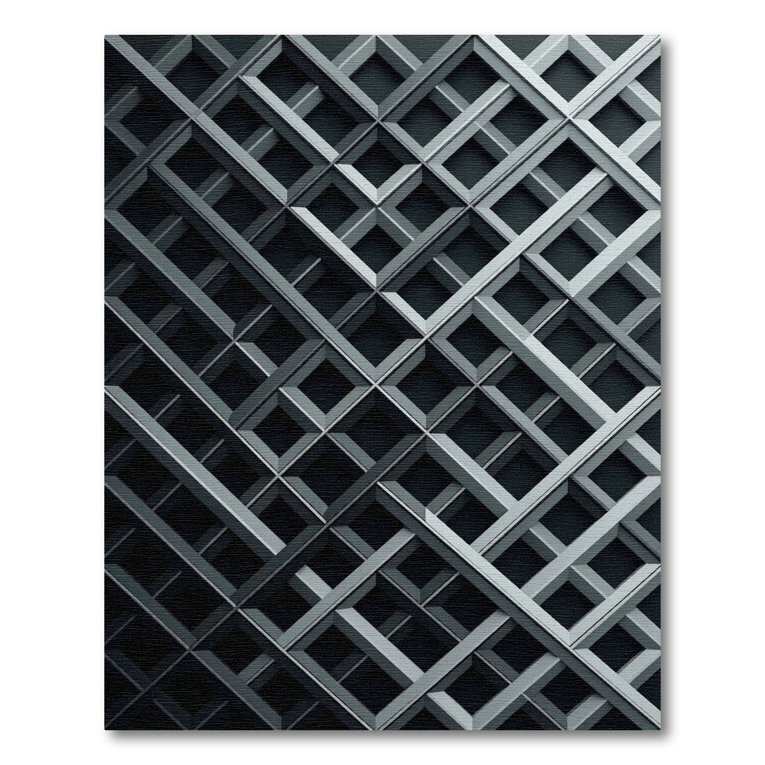 Modern Monochromatic Three Dimensional Grid Rug