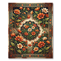 Floral Orange Sunset Medallion Art Rug