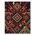 Geometric Crimson Gold Mayan Lightning Art Rug