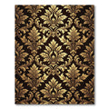 Elegant Gold Damask Foliage Wallpaper Rug