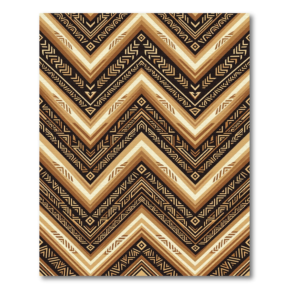 Ethnic Tribal Chevron Brown Gold Rug