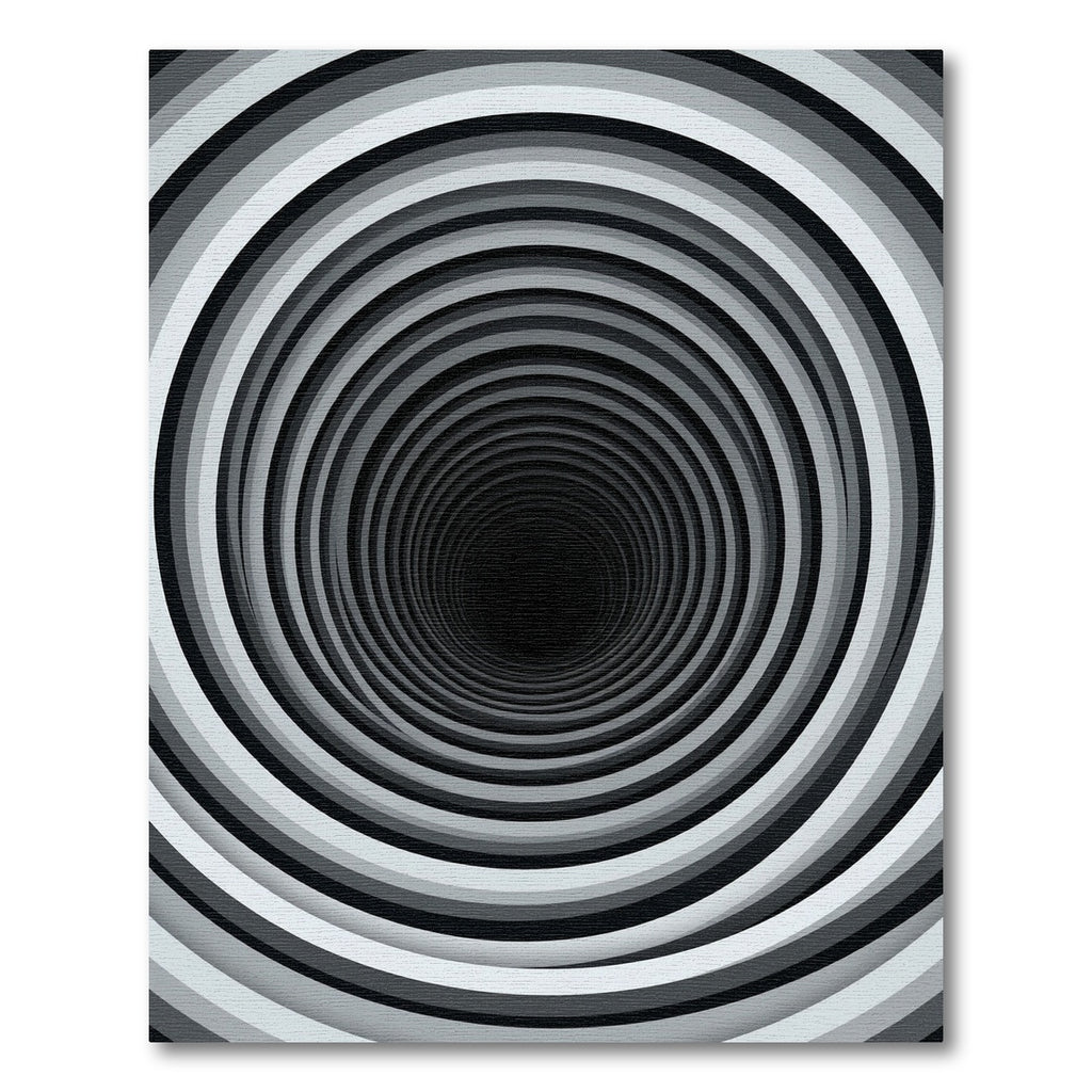 Monochrome Vortex Illusion Circular Art Rug