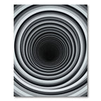 Monochrome Vortex Illusion Circular Art Rug