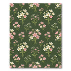 Delicate Pink Meadow Flower Olive Background Rug
