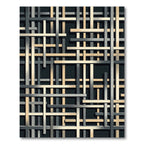 Modern Gold and Charcoal Intersecting Grid Rug