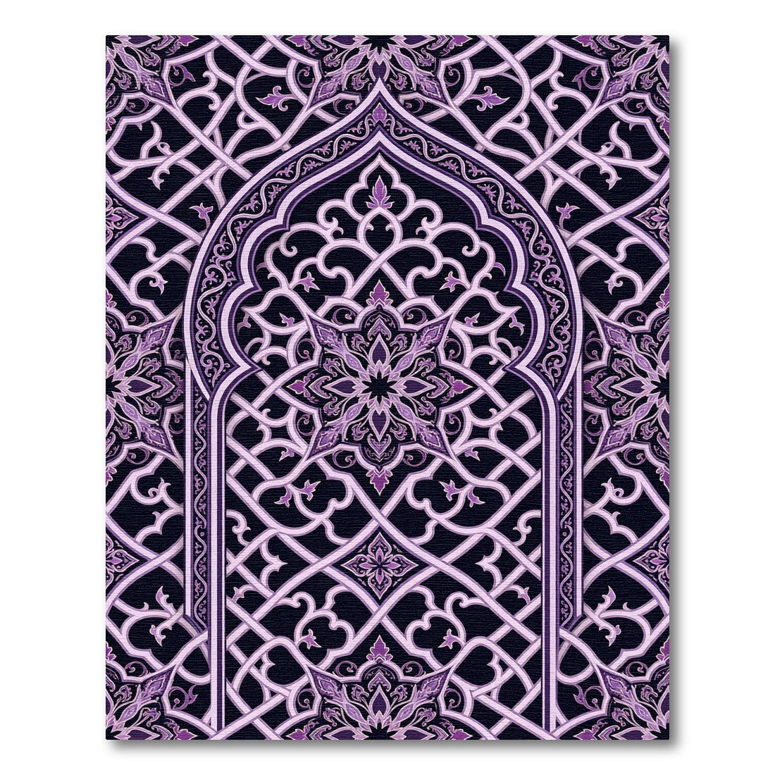 Ornate Violet Damask Lattice Arch Rug