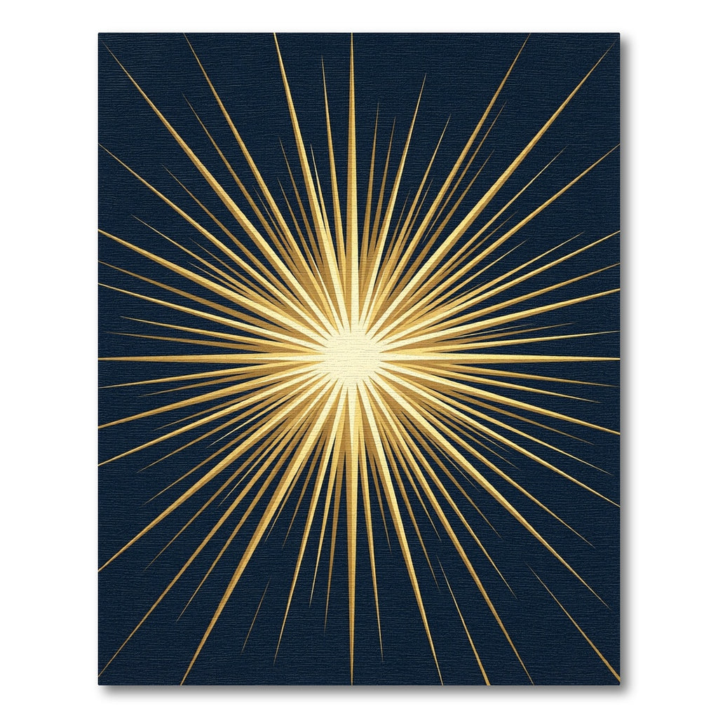 Radiant Golden Starburst Navy Rug