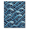 Modern Blue Abstract Geometric Ocean Wave Rug