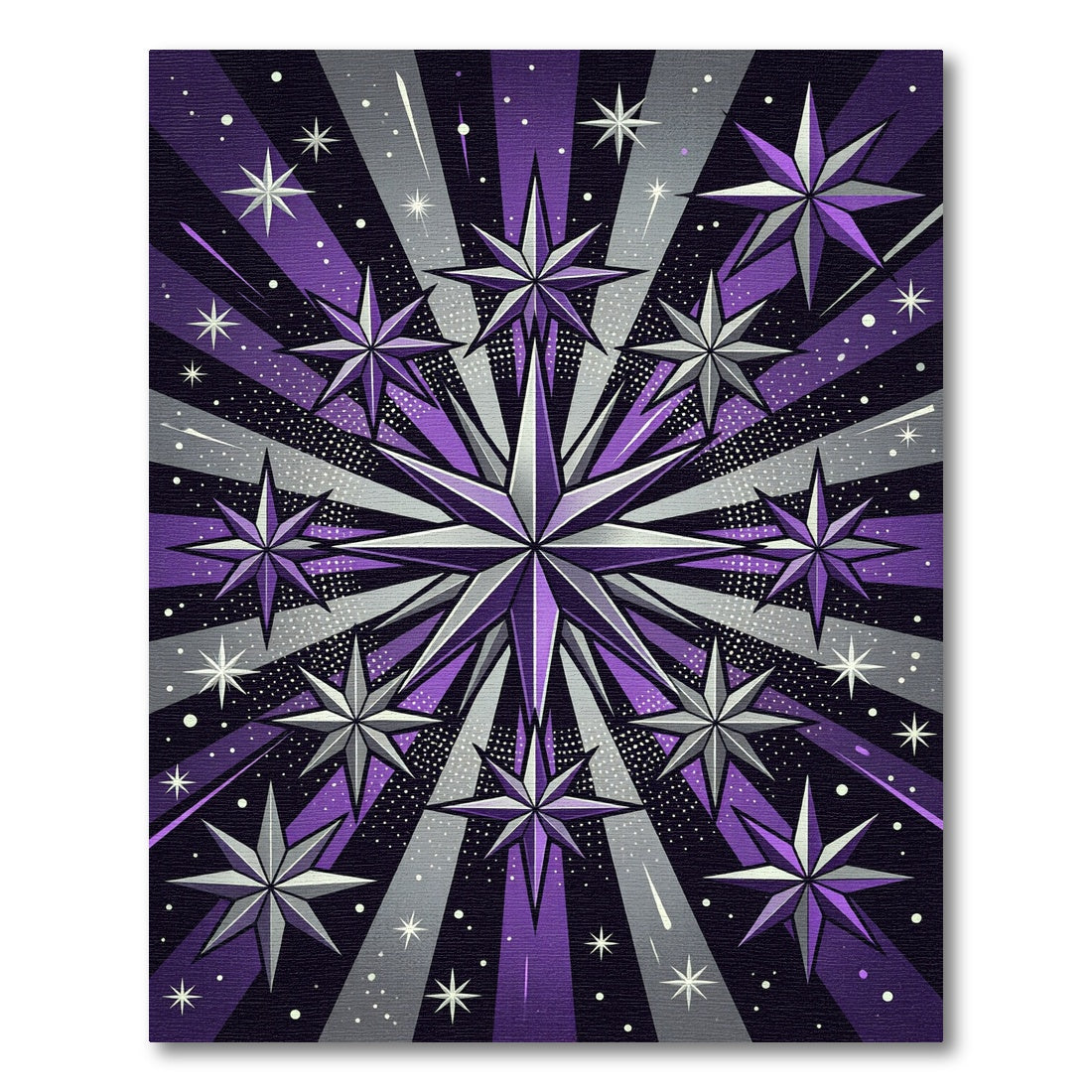 Celestial Purple Starburst Geometric Art Rug
