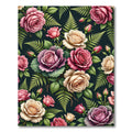 Elegant Moody Rose and Fern Bouquet Rug