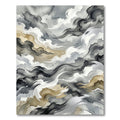 Abstract Monochrome Gold Ink Wave Rug