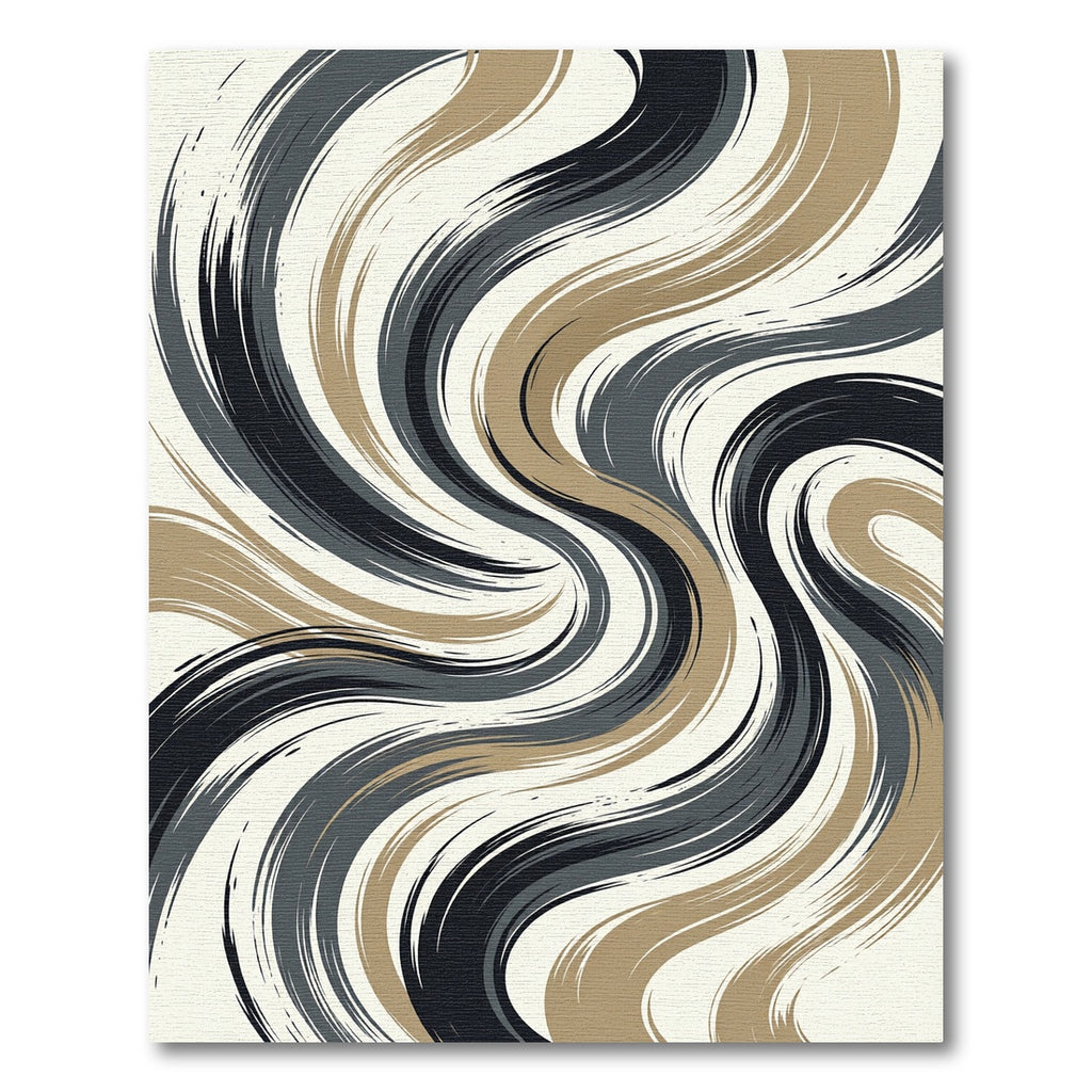 Modern Abstract Swirl in Sand and Charcoal Rug