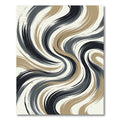 Modern Abstract Swirl in Sand and Charcoal Rug