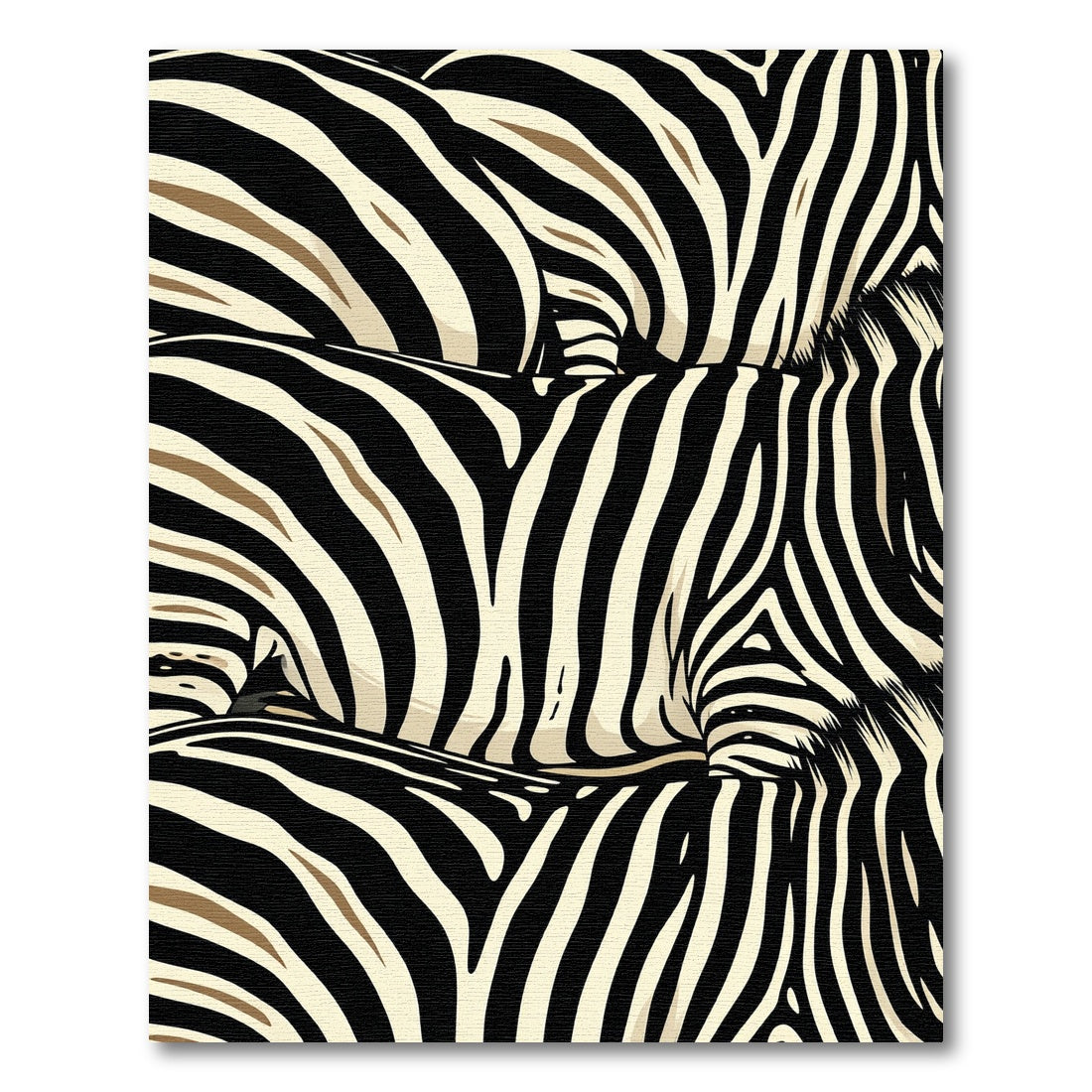 Abstract Zebra Print Black Cream Stripes Rug