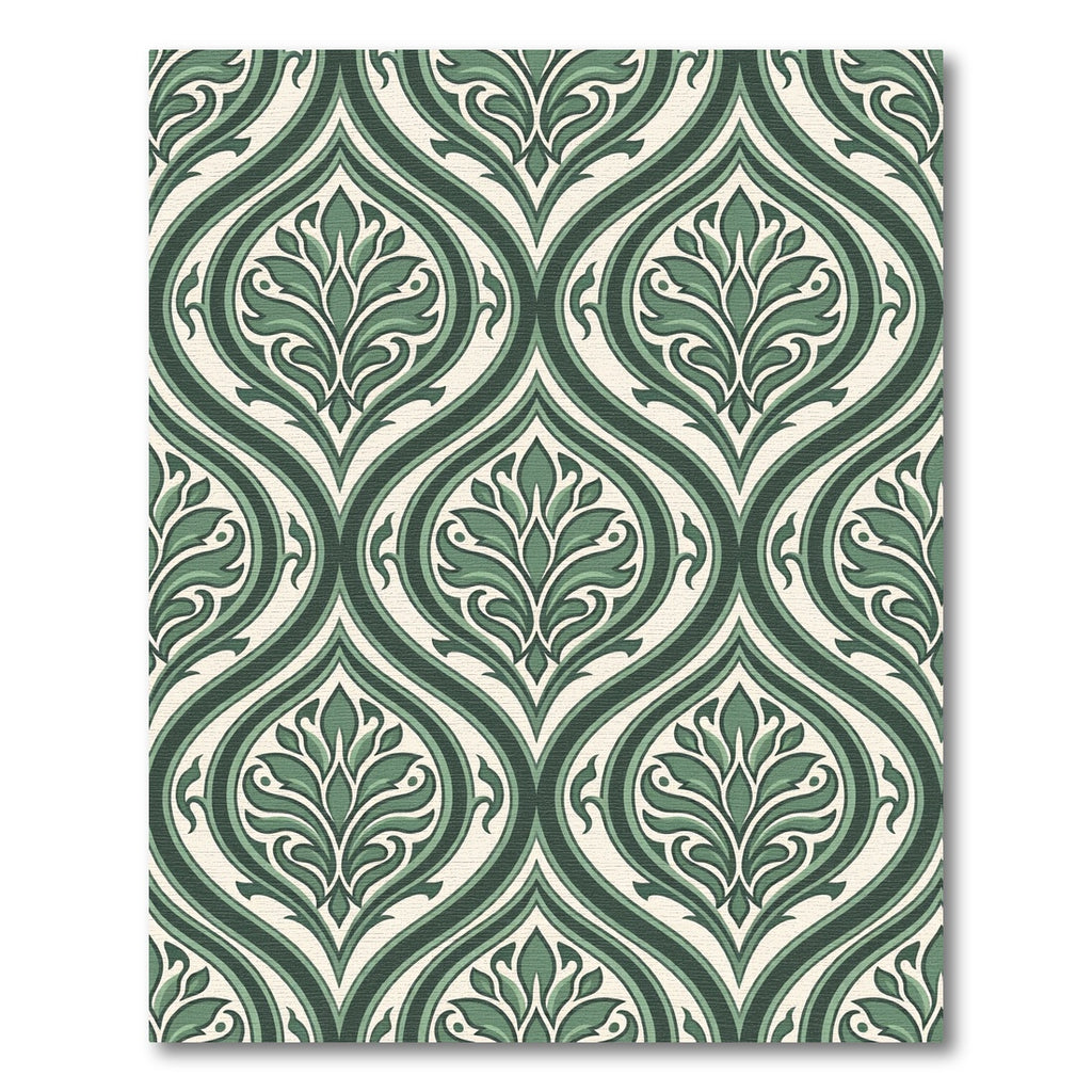 Emerald Green Traditional Ormolu Accents Rug