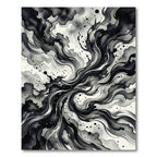 Monochromatic Ink Splash Abstract Swirl Rug
