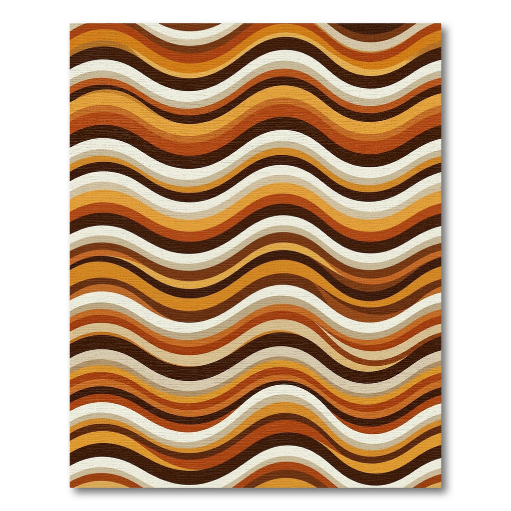 Retro Earth Tone Wavy Line Rug
