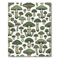Whimsical Sage Mushroom Forest Illustration Rug