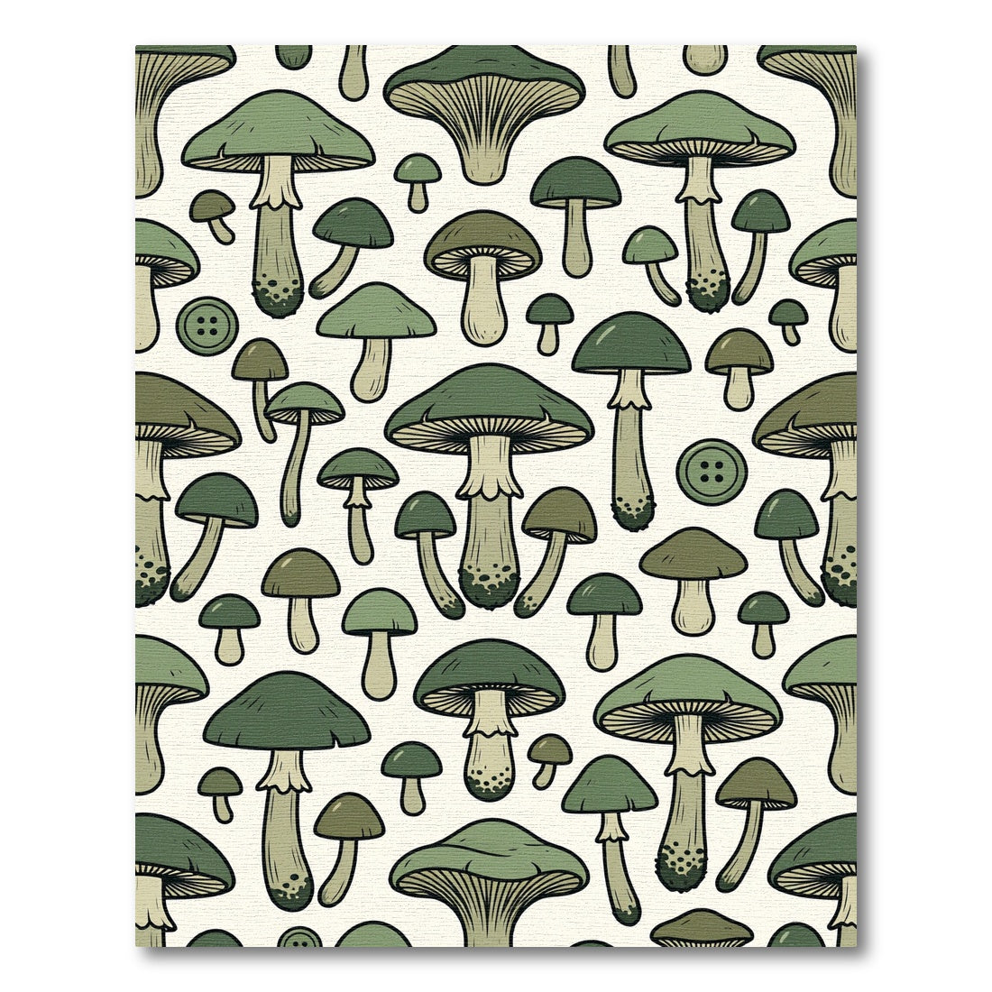 Whimsical Sage Mushroom Forest Illustration Rug