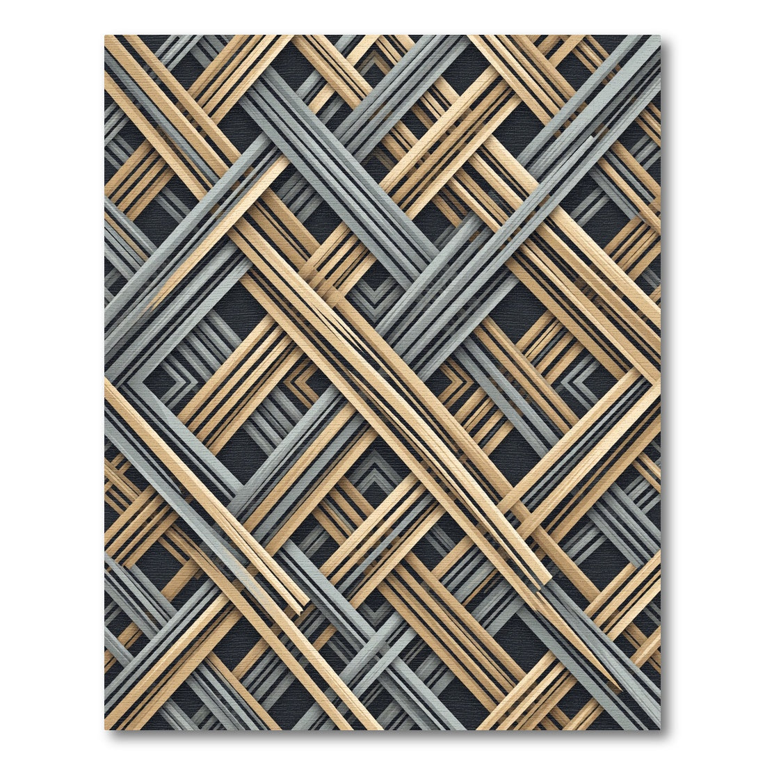 Modern Gold and Gray Intersecting Lattice Rug