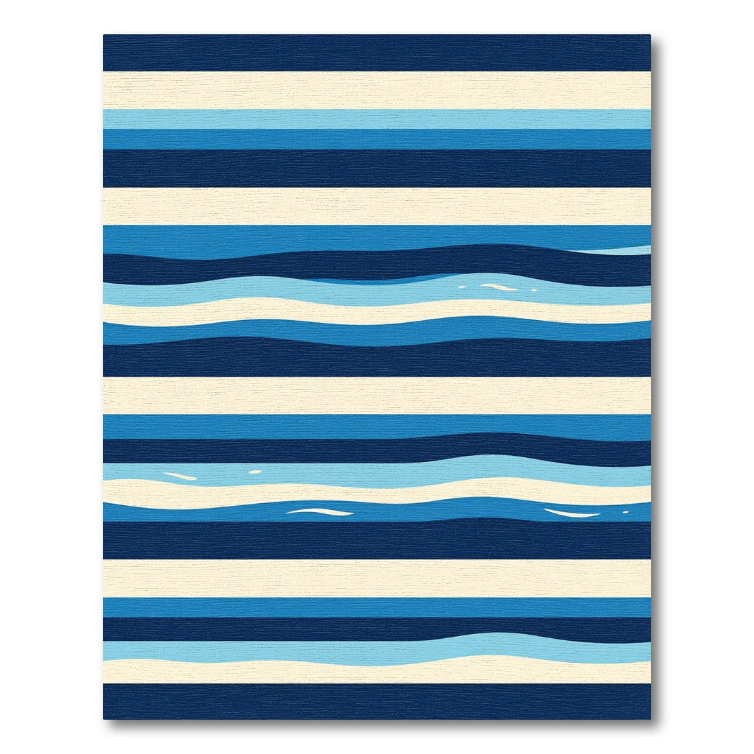 Coastal Blue Wave Striped Rug