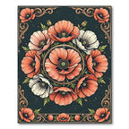 Elegant Poppy Wreath Dark Botanical Area Rug