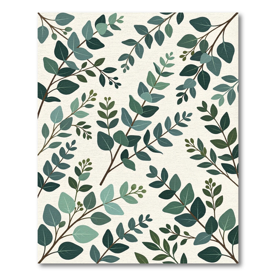 Lush Green Eucalyptus Botanical Foliage Rug