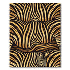 Golden Zebra Stripe Abstract Rug
