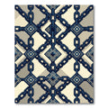 Geometric Navy Chain Interlocking Diamond Rug