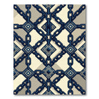 Geometric Navy Chain Interlocking Diamond Rug