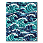 Japanese Ocean Wave Deep Blue Rug