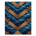 Geometric Navy Blue Coastal Pier Rug