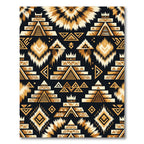 Golden Black Tribal Pyramid Sunburst Rug