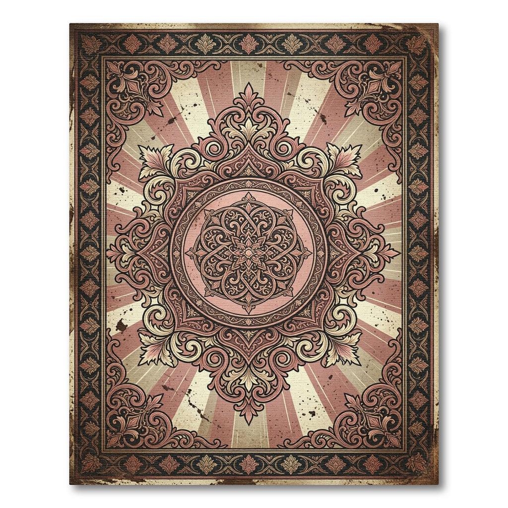 Vintage Rose Medallion Sunburst Rug