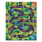 Playful Colorful Road Traffic City Map Rug